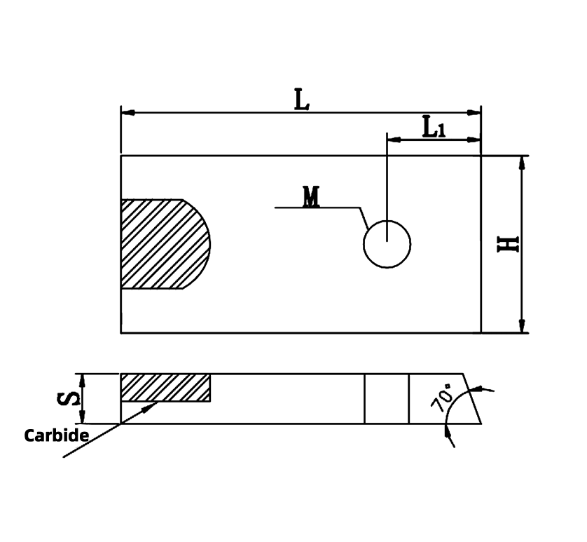 Cut-off Knife Drawing